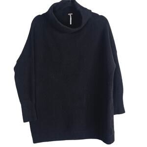 Free People XSmall Black Ottoman Slouchy Tunic Sweater Pullover Cotton Oversized